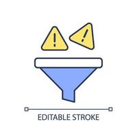 2D editable reduce noise events icon representing AI ops, isolated vector, multicolor thin line illustration. vector