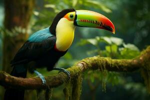 AI generated Nature travel in Central America Keel billed Toucan in Panamas forested paradise AI Generated photo