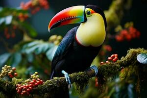 AI generated Nature travel in Central America Keel billed Toucan in Panamas forested paradise AI Generated photo