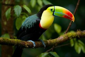 AI generated Nature travel in Central America Keel billed Toucan in Panamas forested paradise AI Generated photo