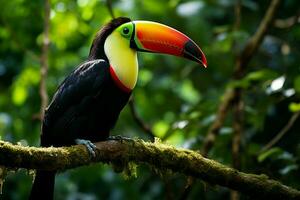 AI generated Nature travel in Central America Keel billed Toucan in Panamas forested paradise AI Generated photo