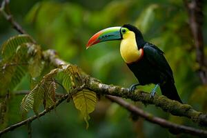 AI generated Nature travel in Central America Keel billed Toucan in Panamas forested paradise AI Generated photo