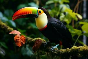 AI generated Nature travel in Central America Keel billed Toucan in Panamas forested paradise AI Generated photo