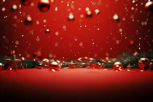 AI generated Festive red Christmas background evoking warmth and holiday cheer AI Generated photo