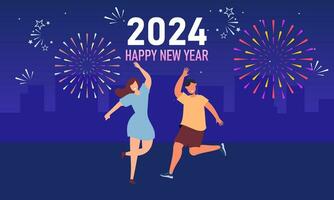 Happy new year 2024 celebration illustration vector