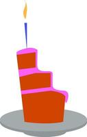 A piece of three layer cake vector or color illustration