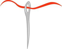 A needle with red thread vector or color illustration