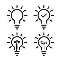 black bulb icon set. flat stroke linear trend simple modern efficiency logotype design element isolated on white. concept of visionary info pictogram or conclusion symbol vector
