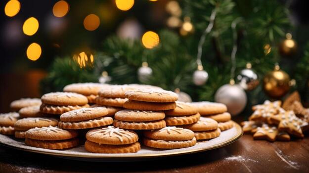 AI Generated Kuchyukai cookies, a delightful addition to the festive Christmas table, a sweet treat. photo