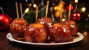 AI Generated Sweet and aromatic caramelized apples, a delightful addition to the Christmas photo