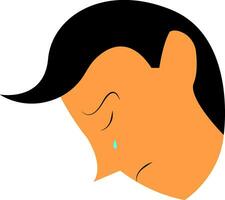 A sad boy is crying vector or color illustration