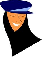 Girl with blue cap vector or color illustration