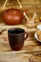 Afternoon tea, Tea Ceremony, Teapot Honey Cups of tea with cookies photo