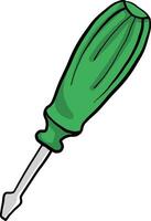 Green screwdriver, illustration, vector on white background