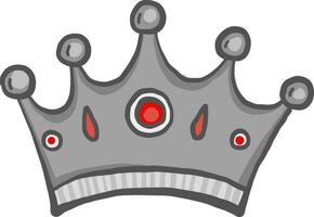 Queens silver crown, illustration, vector on white background