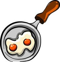 Fried eggs in a pan, illustration, vector on white background