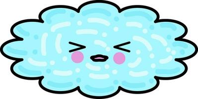 Cute blue cloud with a face, illustration, vector on white background