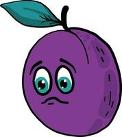 Plum with green eyes, illustration, vector on white background