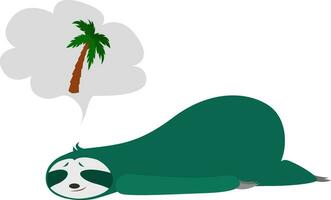 Sleeping sloth, illustration, vector on white background