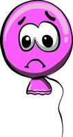 Sad pink balloon, illustration, vector on white background