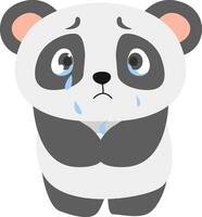 Crying panda, illustration, vector on white background