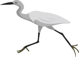 White bird running, illustration, vector on white background