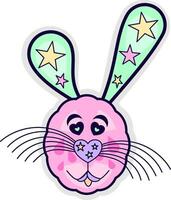 Pink rabbit with long ears, illustration, vector on white background