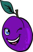 Winking plum, illustration, vector on white background