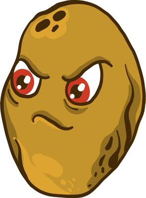 Angry potato, illustration, vector on white background
