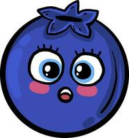 Surprised blueberry, illustration, vector on white background