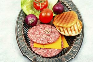 Set for cooking burgers or hamburger. photo