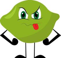 Angry lime, illustration, vector on white background