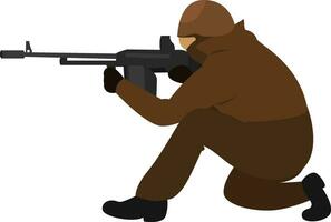 hombre con un máquina pistola, ilustración, vector en blanco antecedentes