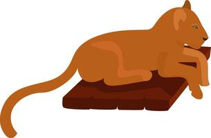 Lion laying, illustration, vector on white background