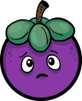 Sad mangosteen, illustration, vector on white background