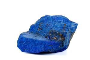 Macro Azurite mineral stone with Pyrite inserts on a white background photo