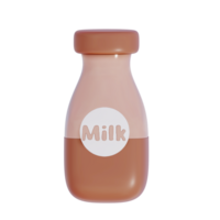 Groceries theme 3D milk product , Chocolate Milk bottle on a transparent background ,  3D rendering png