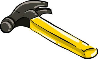 Black hammer with a wooden handle, illustration, vector on white background