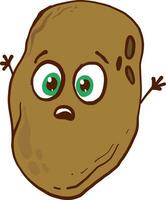 Scared potato, illustration, vector on white background