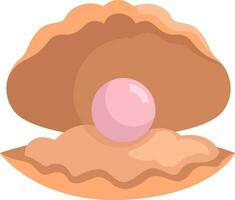 Pearl in a shell, illustration, vector on white background
