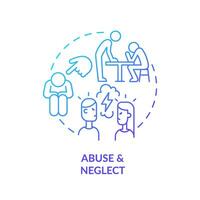 2D thin line gradient icon abuse and neglect concept, isolated vector, blue illustration representing codependent relationship. vector