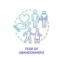 2D thin line gradient icon fear of abandonment concept, isolated vector, blue illustration representing codependent relationship. vector