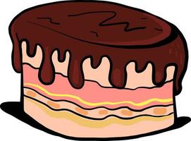Chocolate cake, illustration, vector on white background