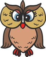 Angry owl, illustration, vector on white background
