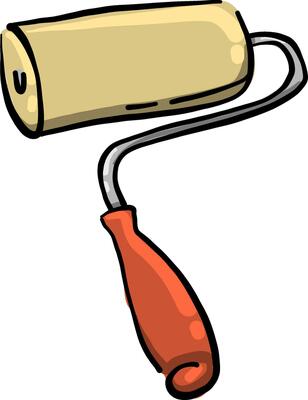 Red paint roller, illustration, vector on white background