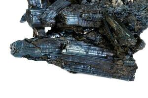 Macro stone mineral Antimonite, Stibnite on a white background photo