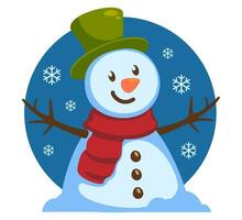 Snowman Wearing a Hat and Scarf vector