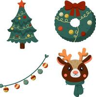 Cute Christmas Element Set Illustration vector