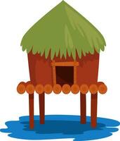 House on the water, illustration, vector on white background