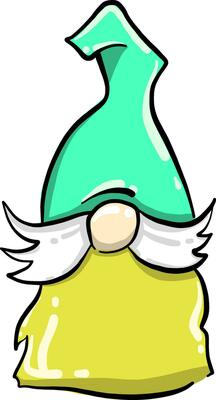 Gnome with a green hat, illustration, vector on white background